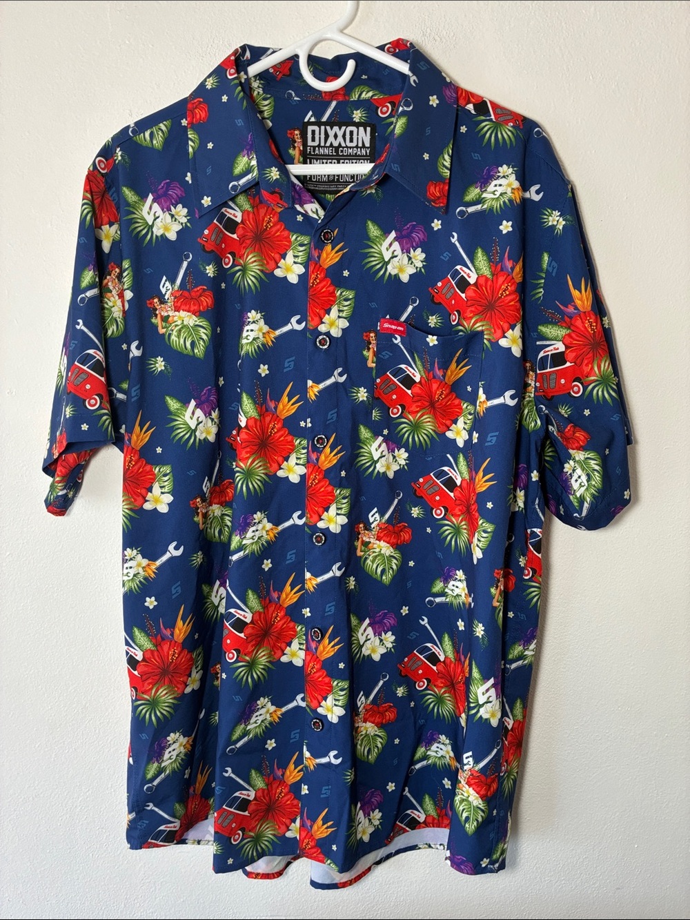 DIXXON Flannel Company Snap On Party Shirt Hawaiian Men's XL Blue Floral Limited